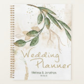 Gouden Saliegroen Bloem Bruiloftsplanner Planner (Voorkant)