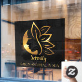 Gouden Salon en Spa voor Vrouwen Personaliseer Tin Raamsticker (Cafe Raam)
