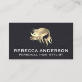 Gouden Salon Haar | Zwart leder Visitekaartje (Voorkant)