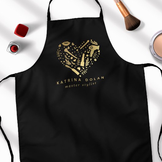 Gouden Salon Hart Kapsalon Persoonlijke Naam Schort