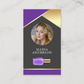 Gouden Salon Nagellak Fles Manicurist Foto Visitekaartje (Voorkant)