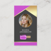 Gouden Salon Nagellak Fles Manicurist Foto Visitekaartje (Voorkant)