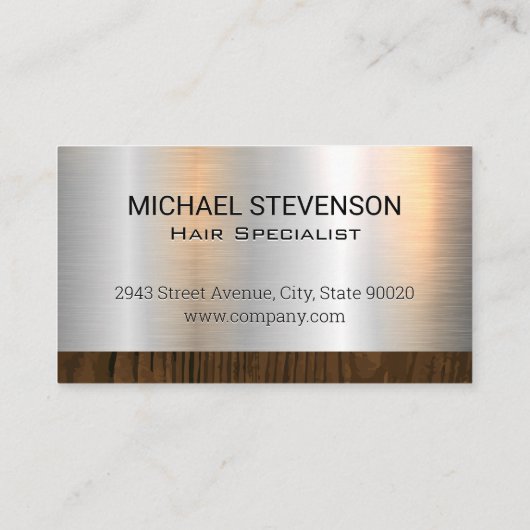 Gouden Salon Scharen | Hout Metaalglans Visitekaartje (Achterkant)