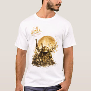 Gouden Samurai Helm Onder Volle Maan - Japanse W T-shirt