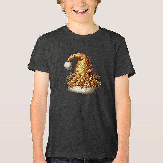 Gouden Santa Hat Boys T-shirt (Voorkant)