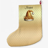 Gouden Santa Hat Kerstvakantie Stocking Grote Kerstsok (Achterkant)