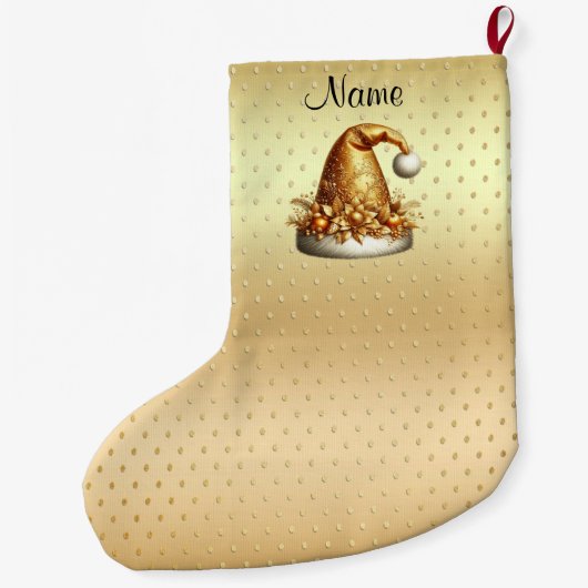 Gouden Santa Hat Kerstvakantie Stocking Grote Kerstsok (Achterkant)