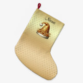 Gouden Santa Hat Kerstvakantie Stocking Grote Kerstsok (Voorkant (Hangend))