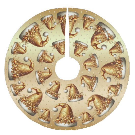 Gouden Santa Hat Tree Rok Kerstboom Rok (Voorkant)