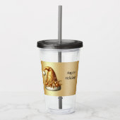 Gouden Santa Hat Vakantie Acryl Tumbler Acryl Drinkbeker (Voorkant)