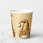 Gouden Santa Hat Vakantiepapier Cups Papieren Bekers (Achterkant)