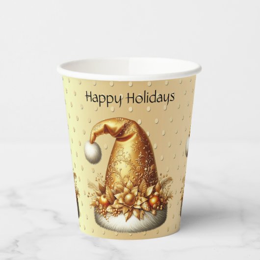 Gouden Santa Hat Vakantiepapier Cups Papieren Bekers (Links)