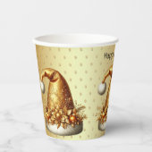 Gouden Santa Hat Vakantiepapier Cups Papieren Bekers (Voorkant)