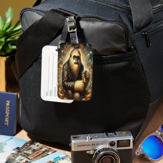 Gouden Sasquatch Kosmische Sip Bagagelabel (Voorkant & Achterkant)