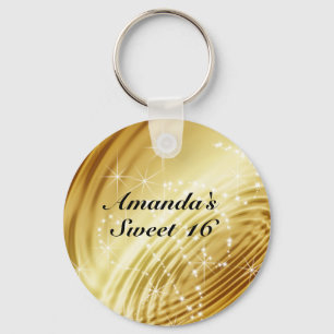 Gouden Satijn, Glans, Sweet Sixteen Favor Sleutelhanger
