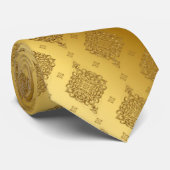 Gouden Satijn Glanzende Geprägde Metallic Uiterlij Stropdas (Opgerold)