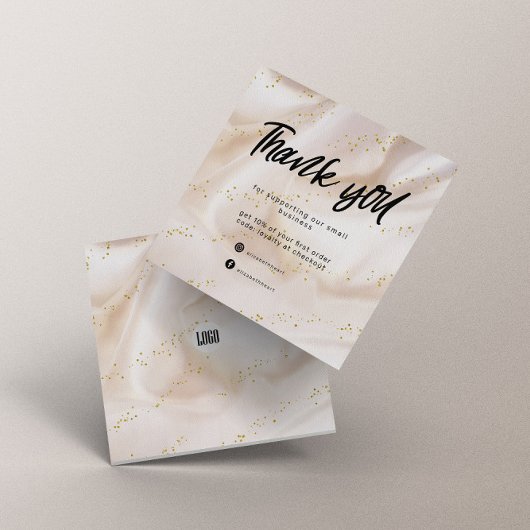 Gouden Satijn Glitter Business Dank u kaart Vierkante Visitekaartje