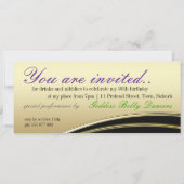 Gouden Satijn Stijlvolle Pauw Veer Uitnodigingen (Achterkant)