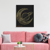 Gouden Saturnus Hemelse Halve Maan Kunst Canvas Ca Afdruk (Insitu (Woonkamer))