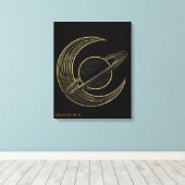 Gouden Saturnus Hemelse Halve Maan Kunst Canvas Ca Afdruk (Insitu (Houten vloer))