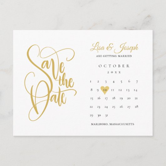 Gouden Sava de datum kalender liefde hart ansichtk Aankondigingskaart