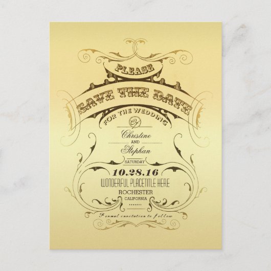  gouden save the date briefkaart (Voorkant)