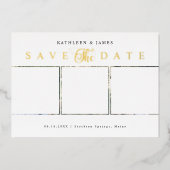 Gouden Save The Date-foto-collage Folie Uitnodiging (Voorkant)