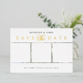 Gouden Save The Date-foto-collage Folie Uitnodiging (Staand Voorkant)