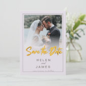Gouden Save the Date koppel foto klassieke kaart (Staand voorkant)