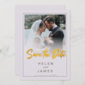 Gouden Save the Date koppel foto klassieke kaart (Voorkant / Achterkant)