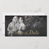 Gouden Save the Date Script Overlay Foto Kaarten (Voorkant)