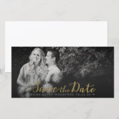 Gouden Save the Date Script Overlay Foto Kaarten (Voorkant / Achterkant)