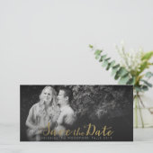 Gouden Save the Date Script Overlay Foto Kaarten (Staand voorkant)