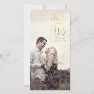 Gouden Save the Date Script Overlay Fotokaarten