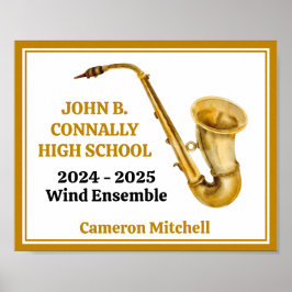 Gouden Saxofonist Gepersonaliseerde Band Poster