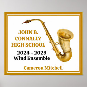 Gouden Saxofonist Gepersonaliseerde Band Poster