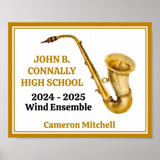 Gouden Saxofonist Gepersonaliseerde Band Poster (Voorkant)