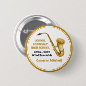 Gouden Saxofonist Gepersonaliseerde Band Ronde Button 5,7 Cm (Voorkant /achterkant)