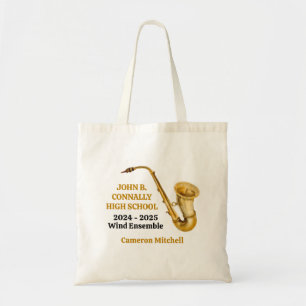 Gouden Saxofonist Gepersonaliseerde Band Tote Bag