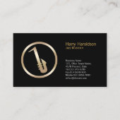 Gouden Saxofoon Icon Jazz Muzikant Visitekaartje (Voorkant)