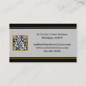 Gouden Saxofoon Jazz, Zwart & QR Code, Monogram Visitekaartje (Achterkant)