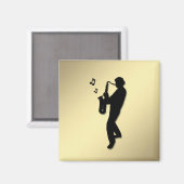 Gouden saxofoonspeler magneet (Voorkant / Achterkant)