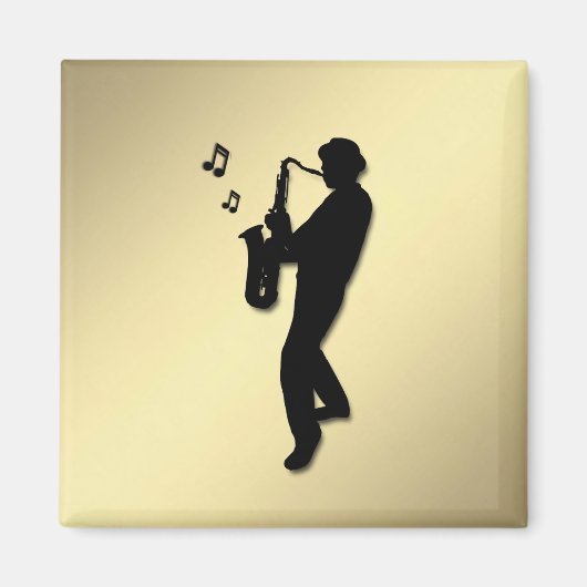 Gouden saxofoonspeler magneet (Voorkant)