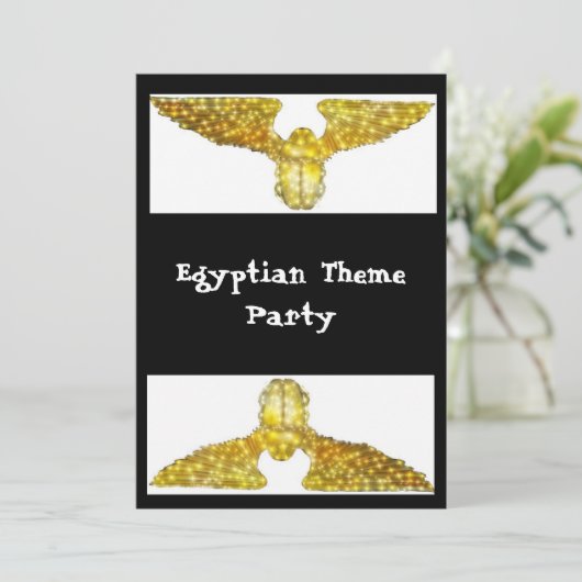 Gouden Scarabee Kever Egyptisch thema feestje Kaart (Staand voorkant)