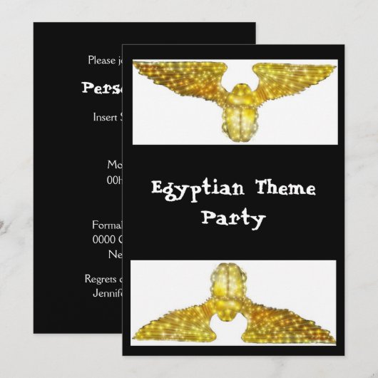Gouden Scarabee Kever Egyptisch thema feestje Kaart (Voorkant / Achterkant)