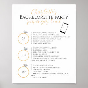 Gouden Scavenger Hunt Bachelorette Party Fotospel Poster