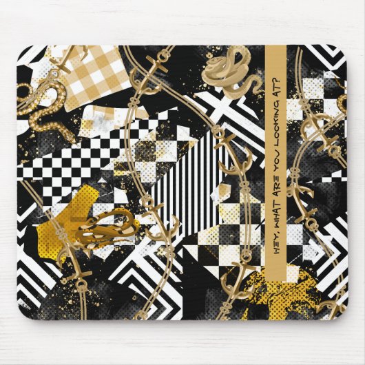 Gouden schaakschedels - Hé waar kijk je naar Muismat (Voorkant)