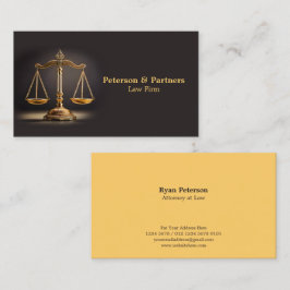Gouden Schaal van Gerechtigheid op Dark Brown Visitekaartje