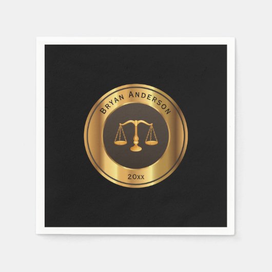 Gouden schaal van gerechtigheid Symbool Afstuderen Servet (Voorkant)