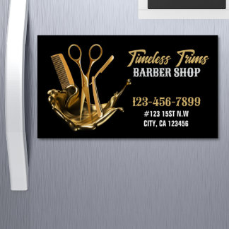 Gouden Schaar Barbershop Kapsalon Barber Shop Magnetisch Visitekaartje